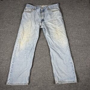 Vintage Levis 505 Made in USA Denim Jeans Light Wash Distressed Fit 36x30